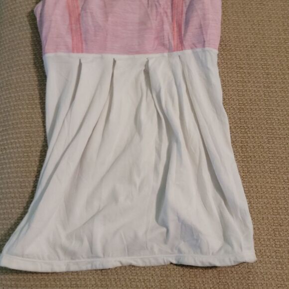 Lululemon Athletica Pink White Pleated Yoga Fitness Workout Tank Top Sz 6 - Picture 5 of 5